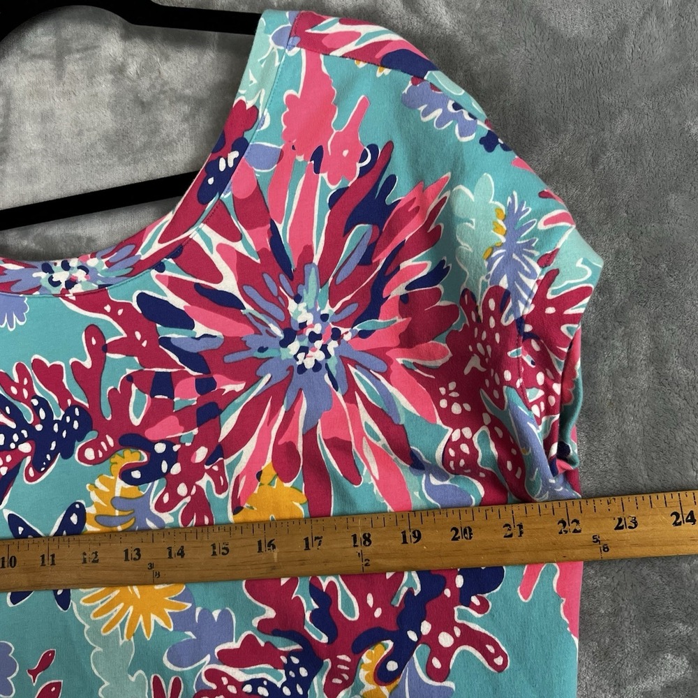 Lilly Pulitzer XL Floral Sea Print Sleeveless Button Front Knit Shift Dress - Picture 7 of 10